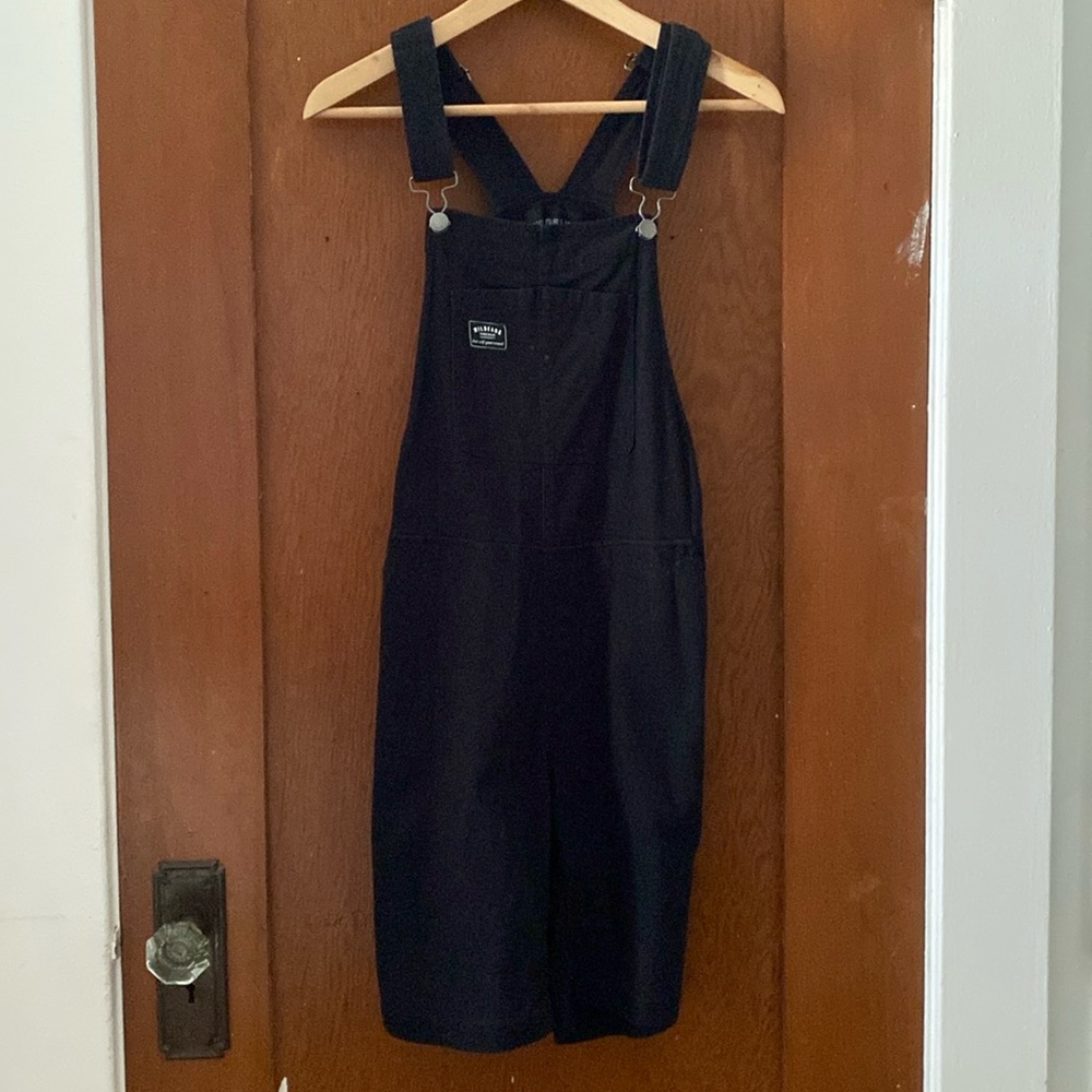 Wildfang Essential Overall Stretch Cotton Shorts Overalls XSmall Black Unisex